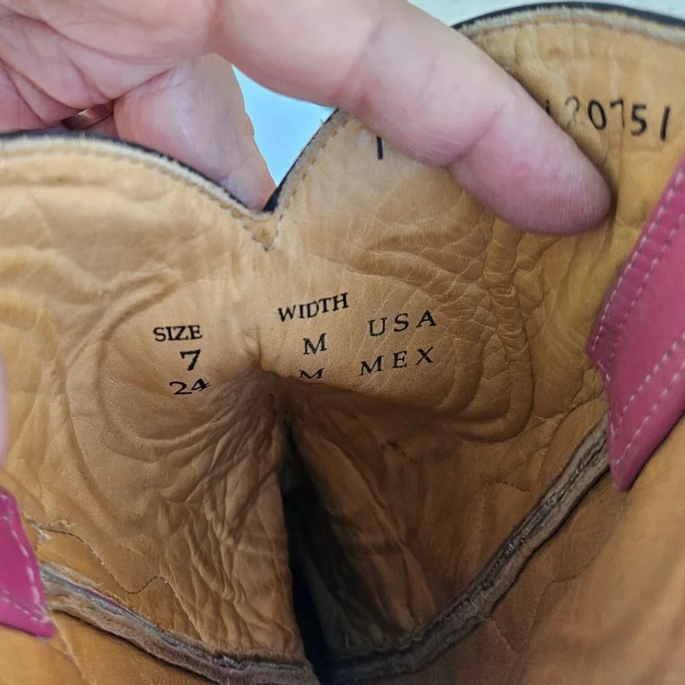 Vintage 90s Los Altos Pink Genuine Crocodile Western Cowboy Boots Women Sz 7 - Picture 7 of 16